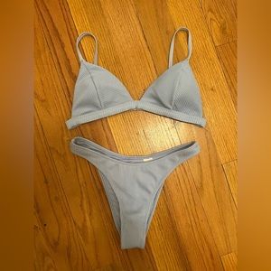 Hollister Light Blue Ribbed Bikini Set